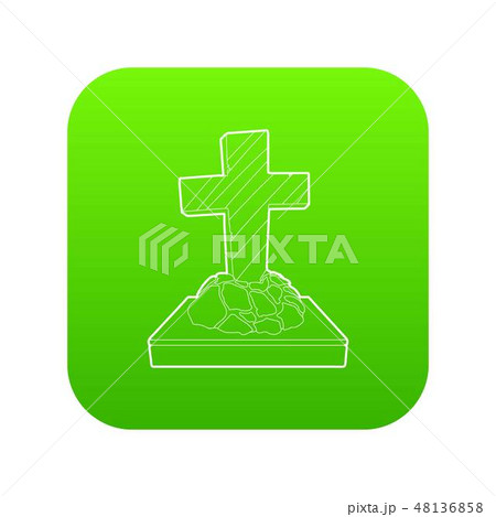 Grave icon green vector Grave icon green vector 48136858