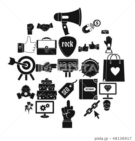 Gestures icons set, simple style 48136917