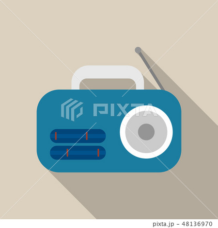 Blue radio icon, flat style 48136970