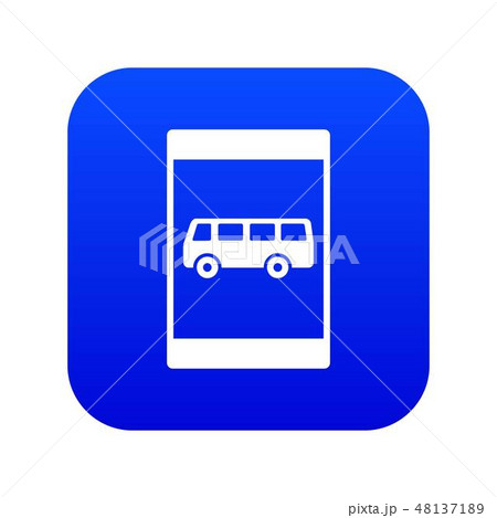 Bus Stop Sign Icon Digital Blueのイラスト素材