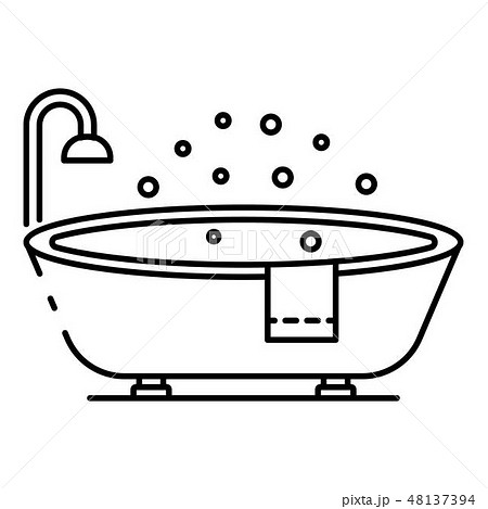 Modern oval bathtub icon, outline style 48137394