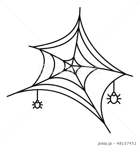 Small spider on web icon, outline style Small spider on web icon, outline style 48137451