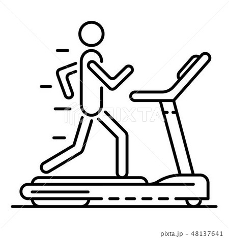Boy at treadmill icon, outline style Boy at treadmill icon, outline style 48137641