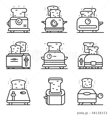Toaster icons set, outline style Toaster icons set, outline style 48138153