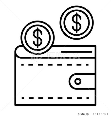 Money in wallet icon, outline style 48138203