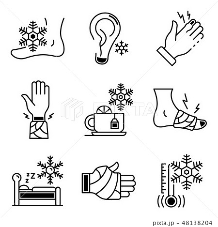 Frostbite icons set, outline styleのイラスト素材 [48138204] - PIXTA