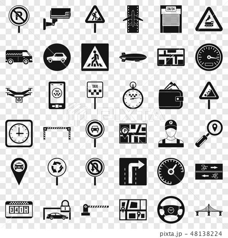 Car in city icons set, simple style Car in city icons set, simple style 48138224