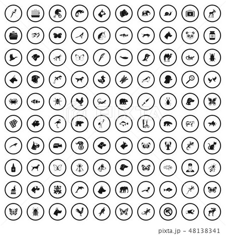 100 animals icons set in simple style 48138341