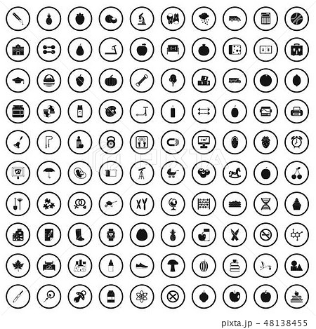 100 apple icons set, simple style 100 apple icons set, simple style 48138455