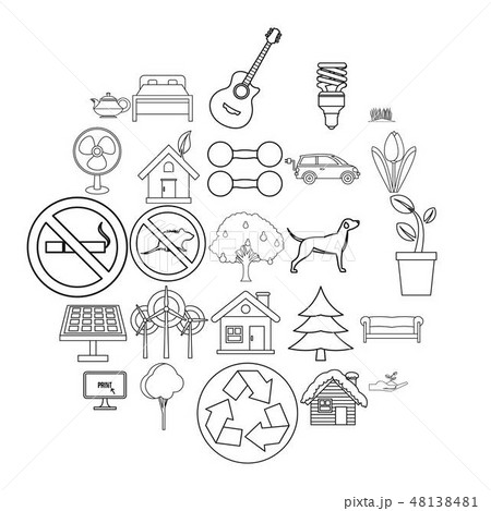 Environmental standard icons set, outline style 48138481