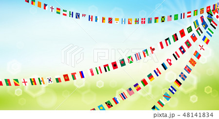 新緑 運動会 国旗 背景 のイラスト素材