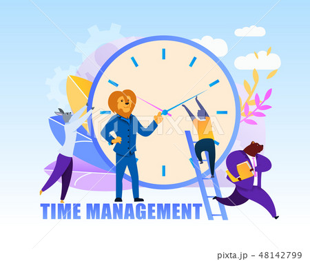 Time Management Flat Cartoon Vector Illustration 48142799