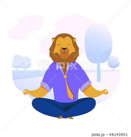 Office Worker with Lion Head Meditating Clipart Office Worker with Lion Head Meditating Clipart 48143601