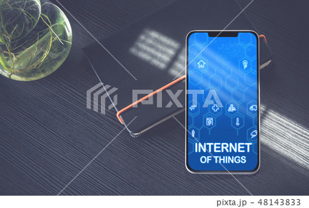 Internet of things (IoT) features icons on mobile 48143833