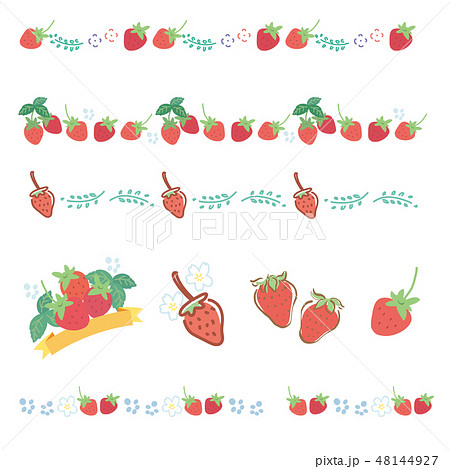 苺 フレーム いちご イチゴ 春 イラストのイラスト素材 48144927 Pixta