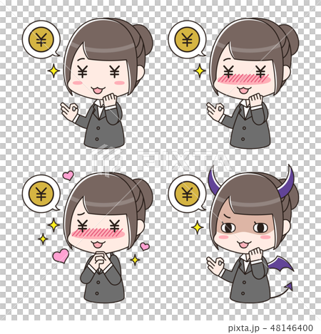 插图素材: 一群女人眼花缭乱的钱