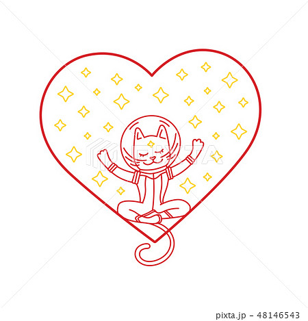 Cat with heart and stars. Vector illustration Cat with heart and stars. Vector illustration 48146543