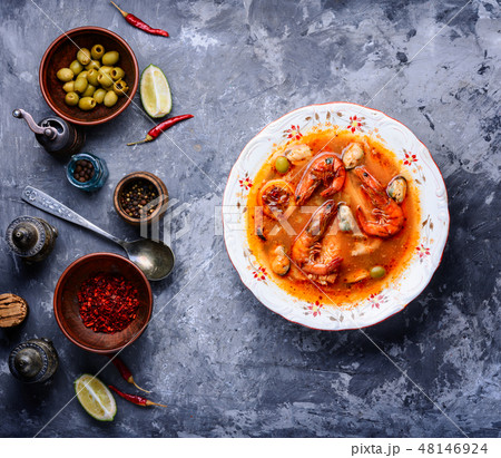 Fresh seafood soup Fresh seafood soup 48146924