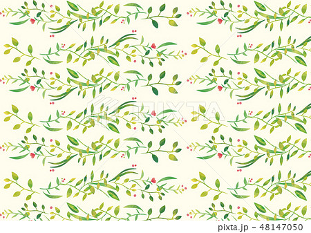 パステル風 レトロ草花パターン 横ライン のイラスト素材
