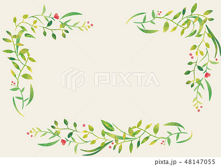 パステル風 レトロ草花フレーム 角飾り のイラスト素材
