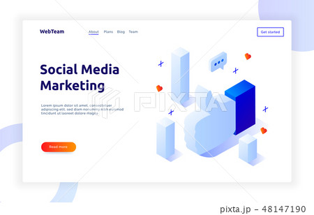Isometric social marketing gradient style design  48147190