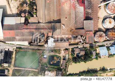 Industry factory manufacturing with emission smoke 48147778