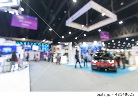 Exhibition trade fair event hall blur background 48149025
