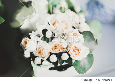 Wonderful luxury wedding bouquet of different flowers Wonderful luxury wedding bouquet of different flowers 48149894