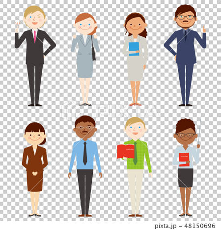 Foreign People Whole Body Girl Working People Set Stock Illustration
