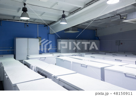 Warehouse with white refrigerators 48150911