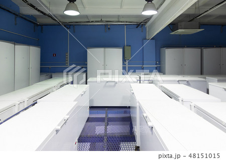 Warehouse with white refrigerators 48151015