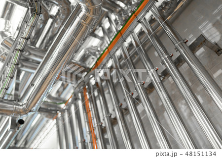 System of aluminum pipes at the food industry plant System of aluminum pipes at the food industry plant 48151134