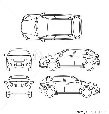 Offroad Suv Auto Outline Vector Vehicleのイラスト素材
