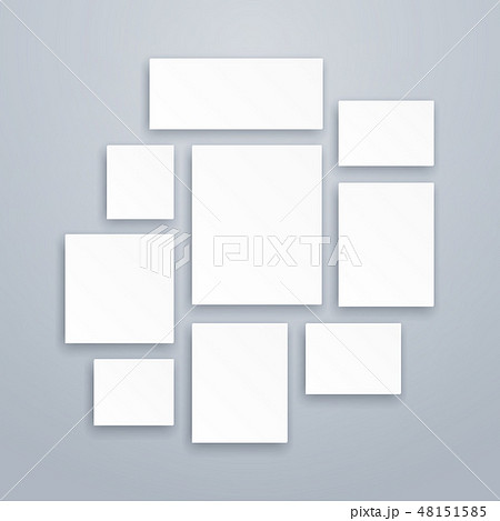 Blank white 3d paper canvas or photo frames. Vector posters mockups Blank white 3d paper canvas or photo frames. Vector posters mockups 48151585