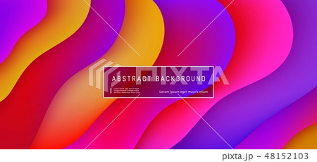 Bright gradient multicolored abstract layered background with geometric fluid wave shapes. 48152103