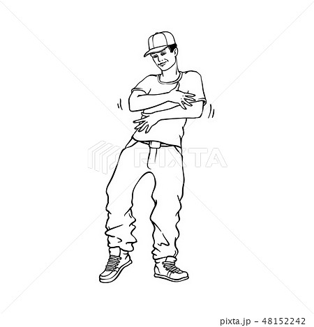 Hip Hop Or Rap Style Concept With Young Man In のイラスト素材 Hip Hop Or Rap Style Concept With Young Man In のイラスト素材