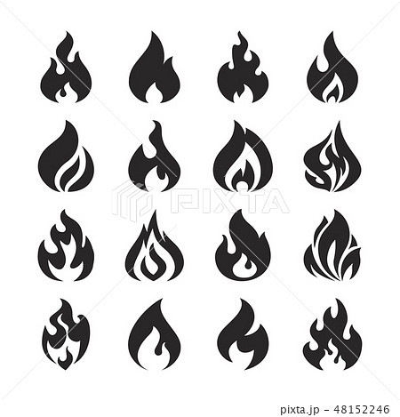 Fire Flame And Bonfire Vector Silhouette Icons Setのイラスト素材