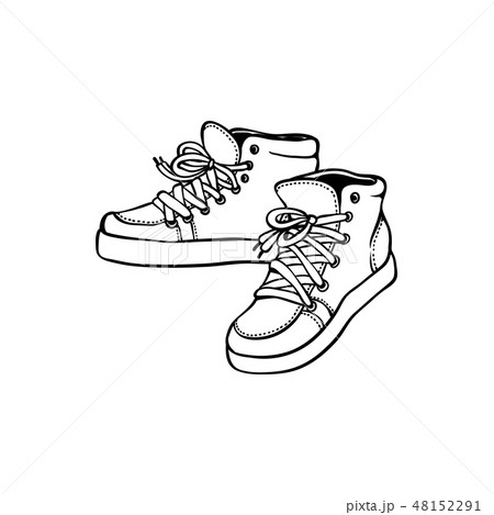 Sketch Vintage Sneakers Silhouette Icon Vectorのイラスト素材