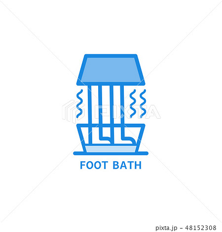 Foot bath line icon - treatment with warm water or relaxation in spa salon symbol. 48152308