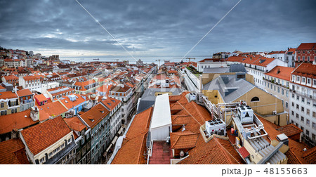 Panoramic aerial view of Lisbon, old town. 48155663