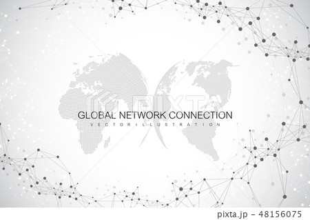 Geometric abstract background with connected line and dots. Network and connection background for 48156075