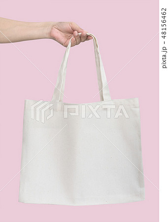 Tote bag canvas white cotton fabric cloth mockup 48156462