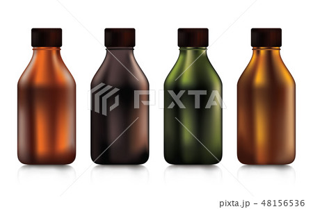 Set of plastic bottles for food drink or medicine. 48156536