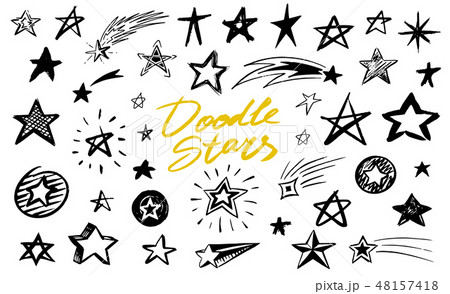 Set of Star signs. Doodle style. Collection of icons for Pattern Background. Engraved hand drawn 48157418