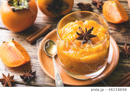 Persimmon fruit smoothie with cinnamon and anise  48158698