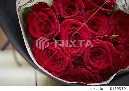 赤い薔薇の花束　コピースペース 48159330