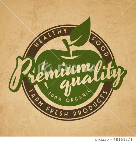 Natural organic food logo on paper background Natural organic food logo on paper background 48161271