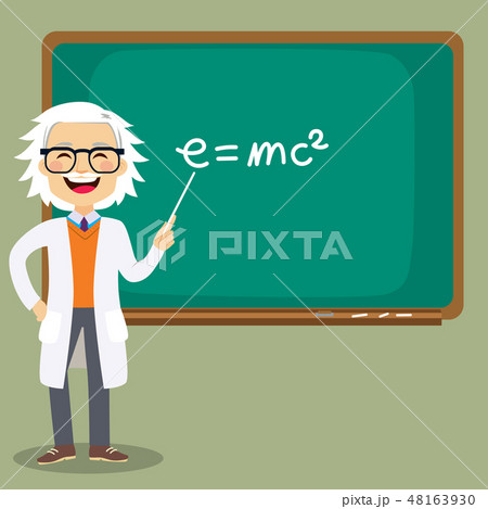 Senior male science teacher in front of blackboard 48163930