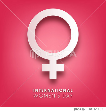 Women's day background with text. March 8 international holiday. Paper greeting card with number and 48164183