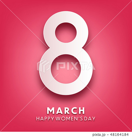 Women's day background with text. March 8 international holiday. Paper greeting card with number and 48164184
